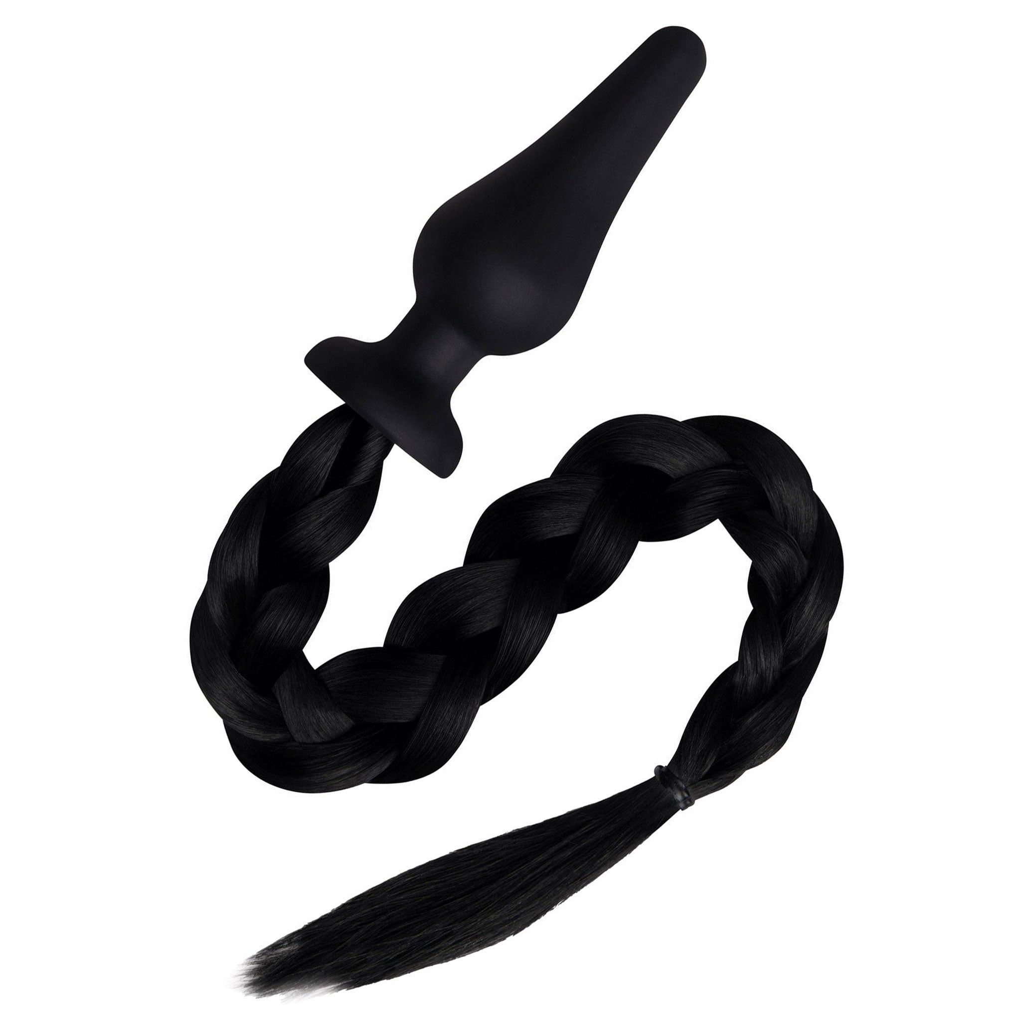 Whipsmart pony tail silicone butt plug with claws and douche, 4 inch insertable anal plug for fantasy play, black blonde pony tail anal toy with body-safe silicone, roleplay kink accessories set, Fetish Factory plug with tail