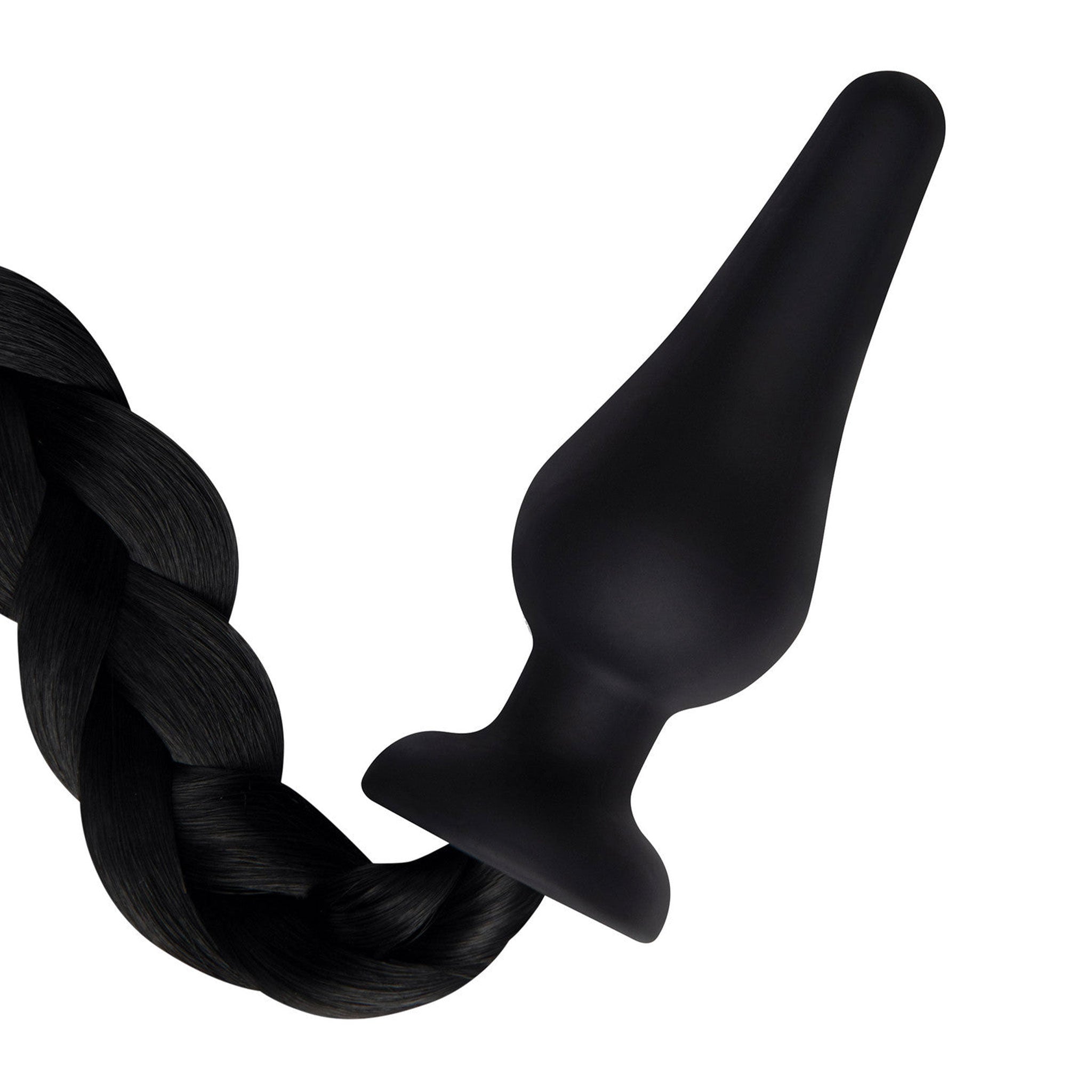 Whipsmart pony tail silicone butt plug with claws and douche, 4 inch insertable anal plug for fantasy play, black blonde pony tail anal toy with body-safe silicone, roleplay kink accessories set, Fetish Factory plug with tail