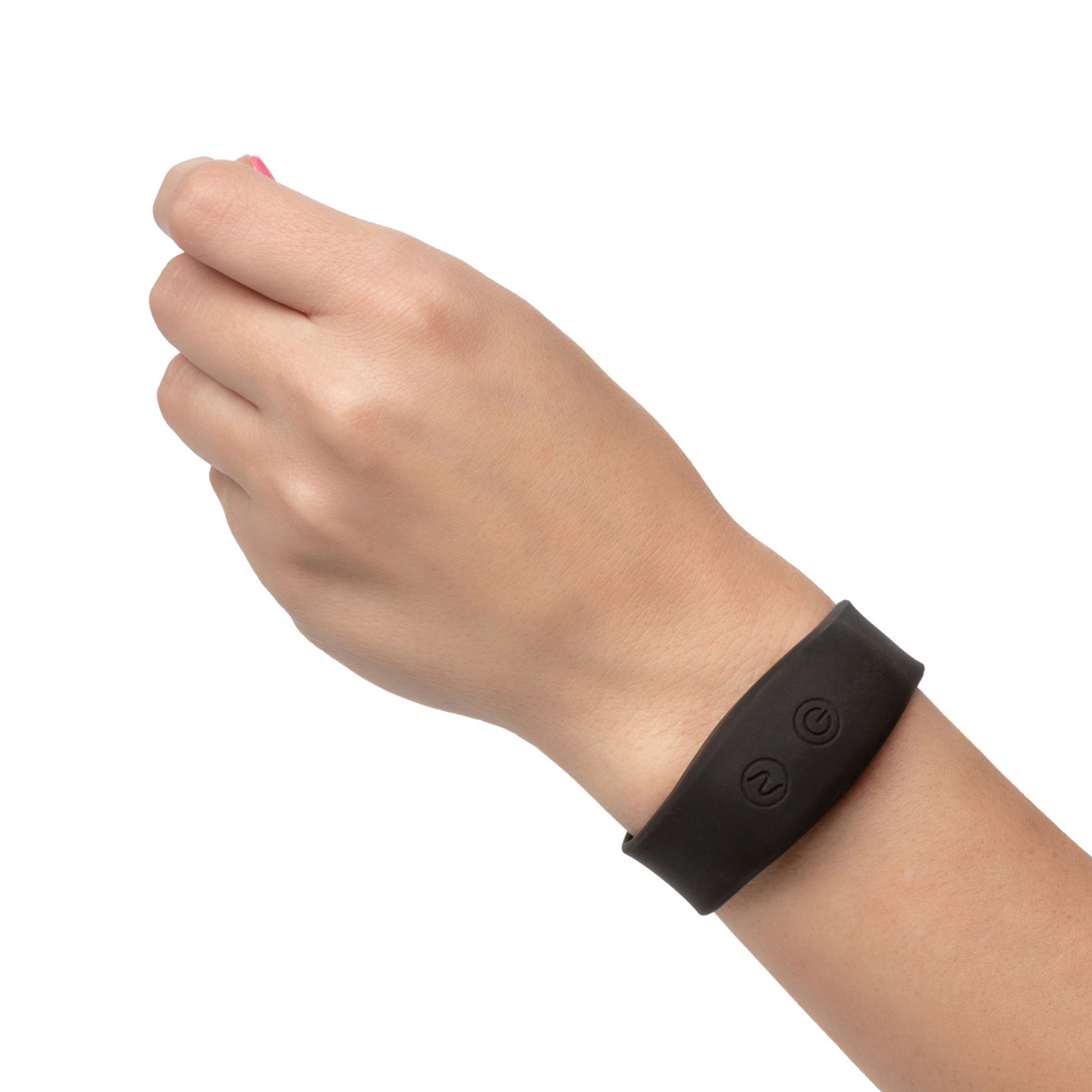 Silicone seamless stainless steel wristband remote control wireless stimulator vibrator black