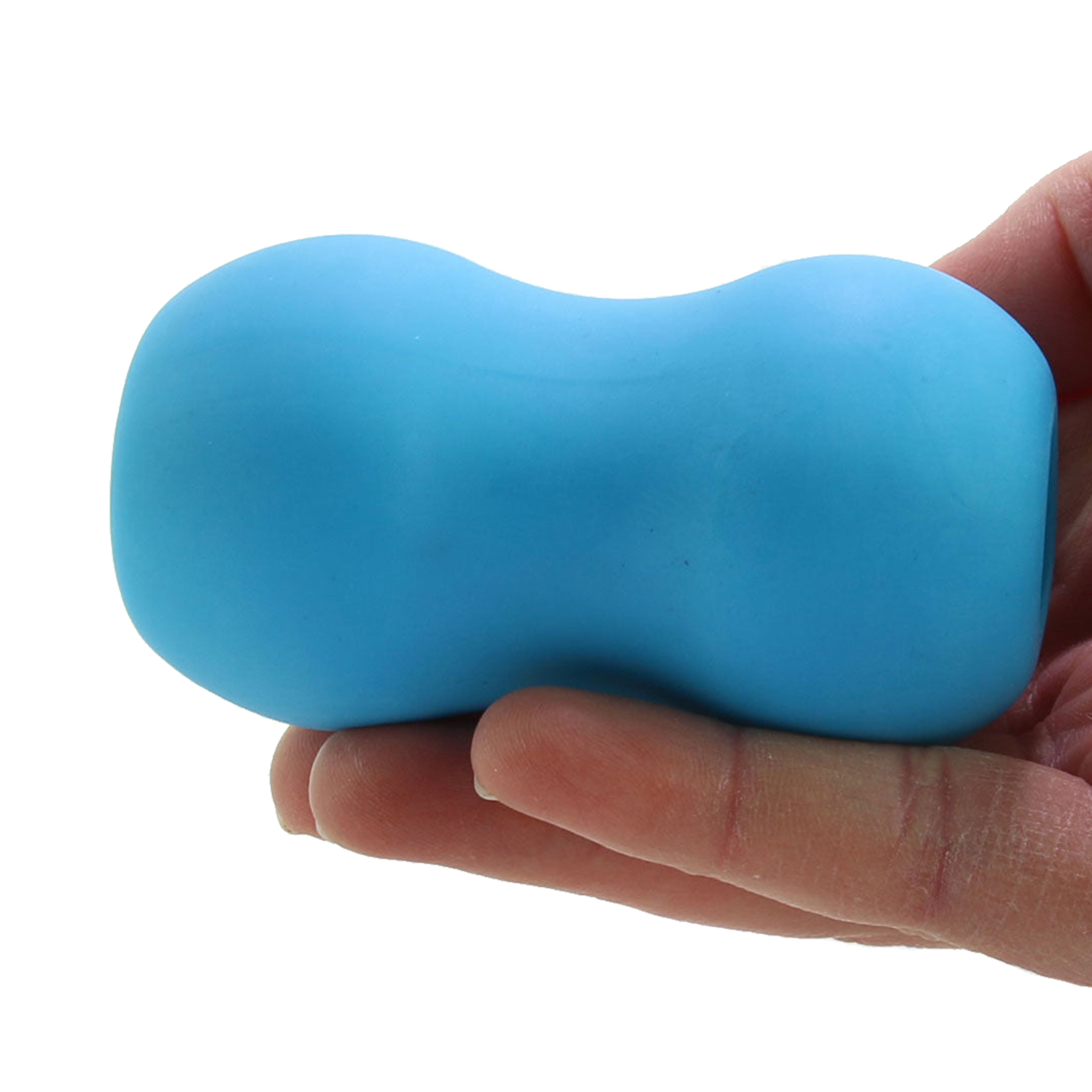 Zolo Squeezable & Textured Mini Double Bubble Male Masturbator  Blue
