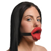 Silicone mouth gag vibrating tongue-out sissy bondage bdsm kinky valentines valentines-day vday v-day red