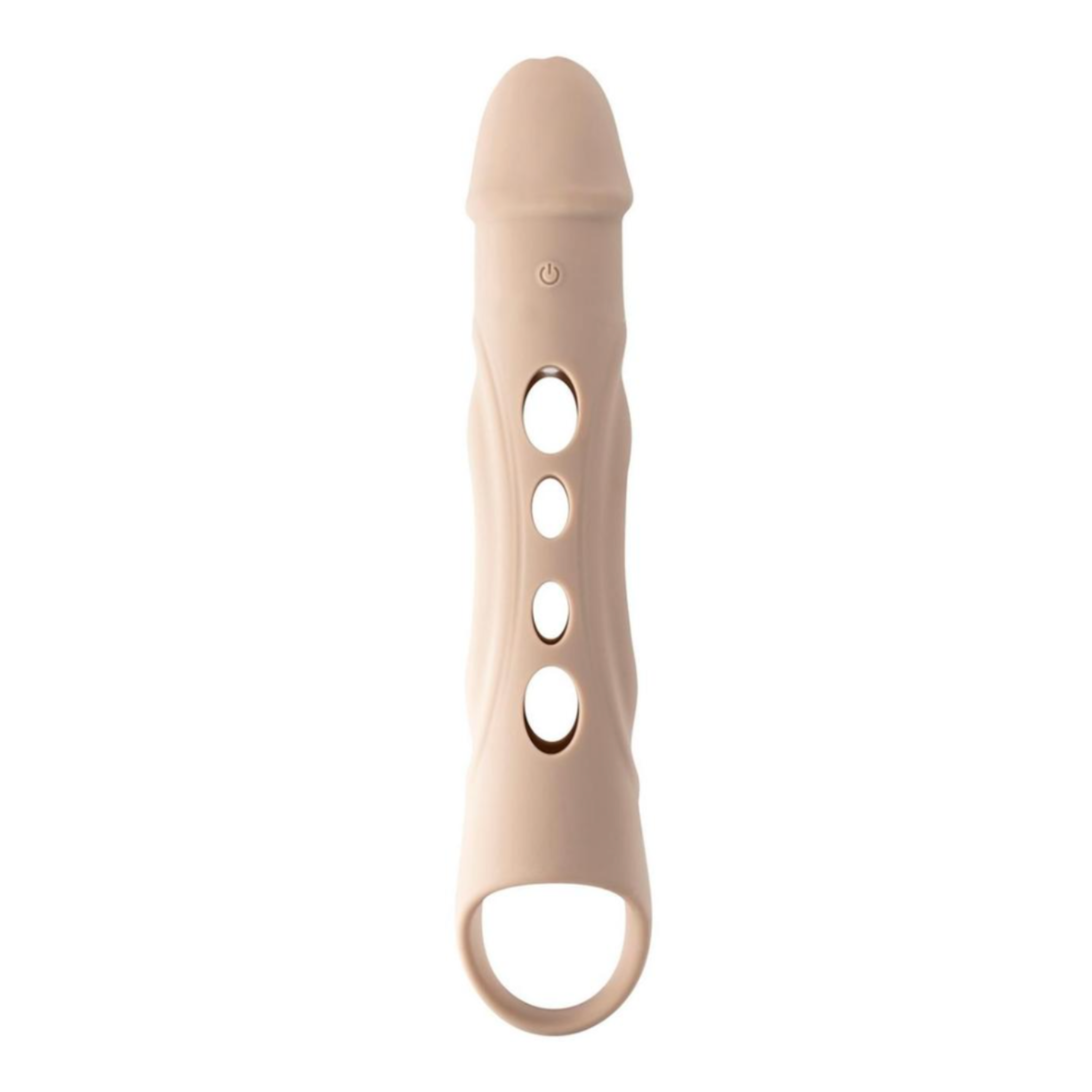 Vanilla vibrating extender with remote control and ball-stimulating loop.