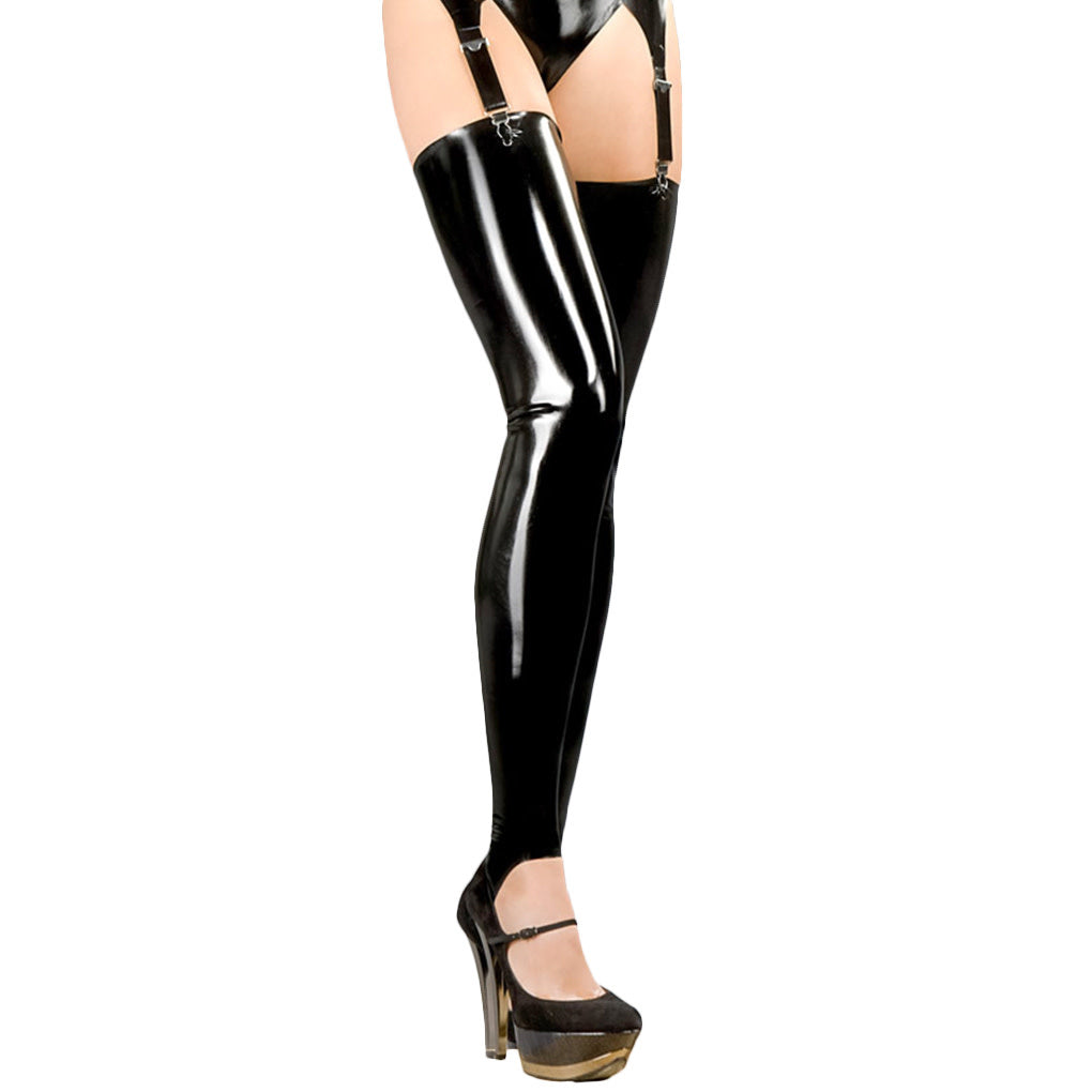 Latex Thigh High Leg Stirrup Stockings