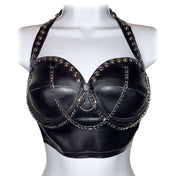 Underwire Long Bra Top with Chains & Studs