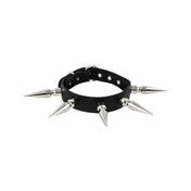Black Leather Choker With Spikes