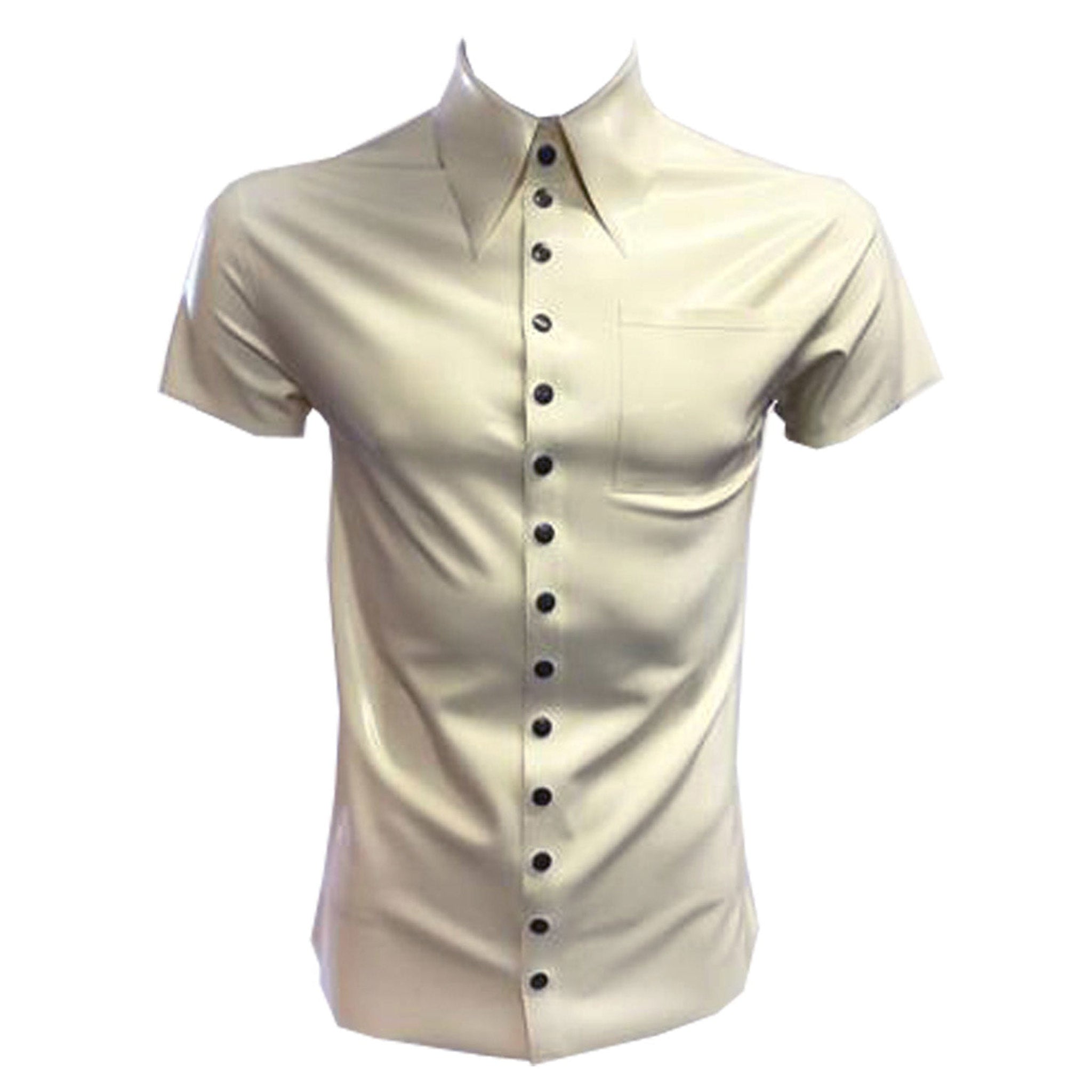 Latex Short Sleeve Dress Shirt With Snaps