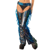 Iridescent Crackle Glass PVC Fringed Chaps