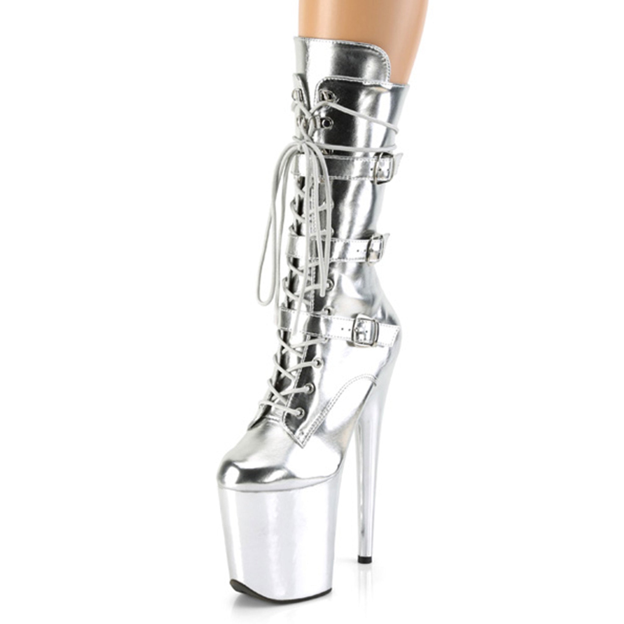 Platform 8 Inch Calf Boot with Buckles DISC