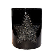 Patent Wide Wrist Cuff With Bk Glitter Star