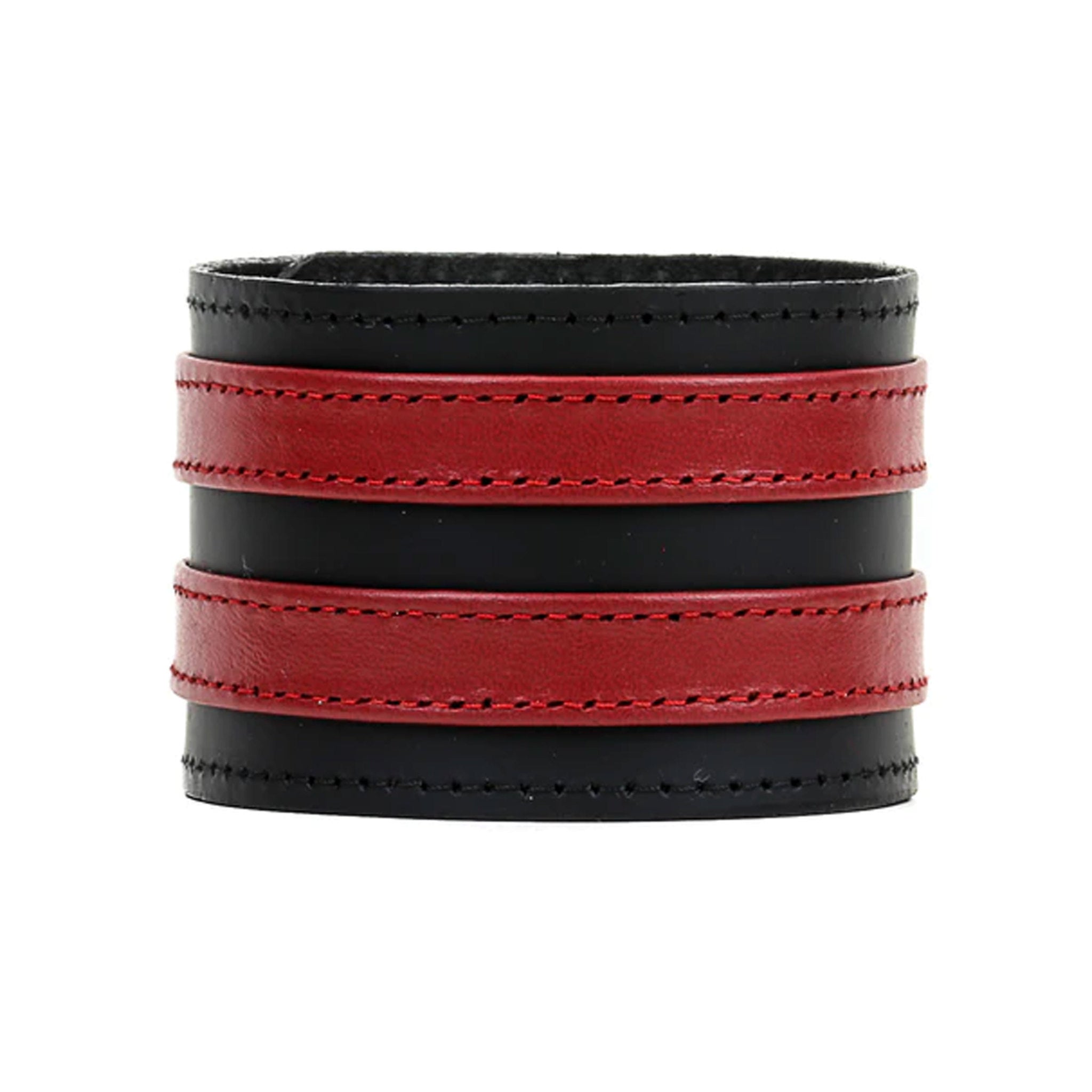 2 Leather Stripes Snap Wrist Cuff Bracelet