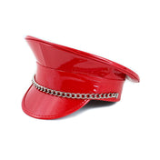 Police Hat with Chain & Studded Flap