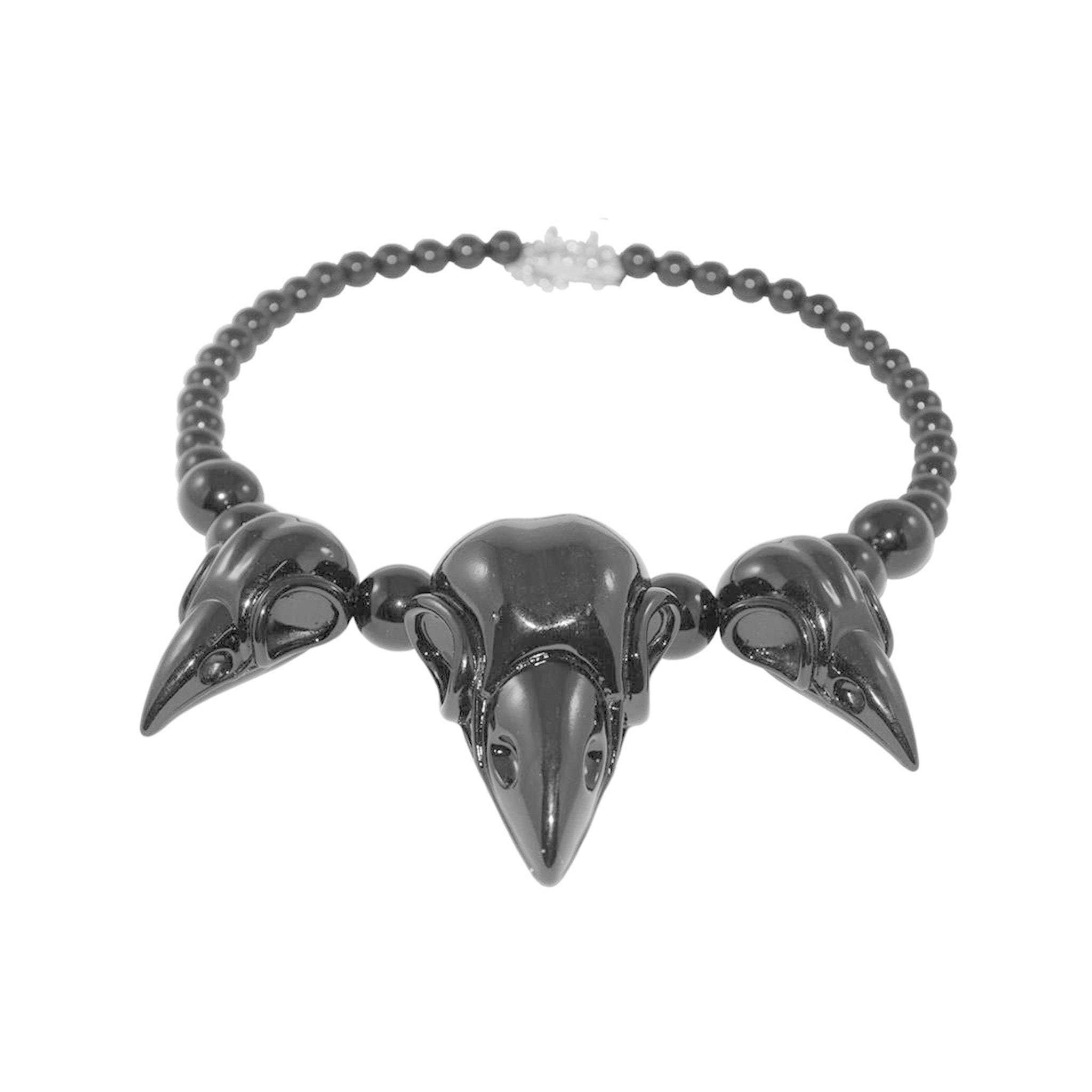 Crow Skull Resin Beaded Necklace