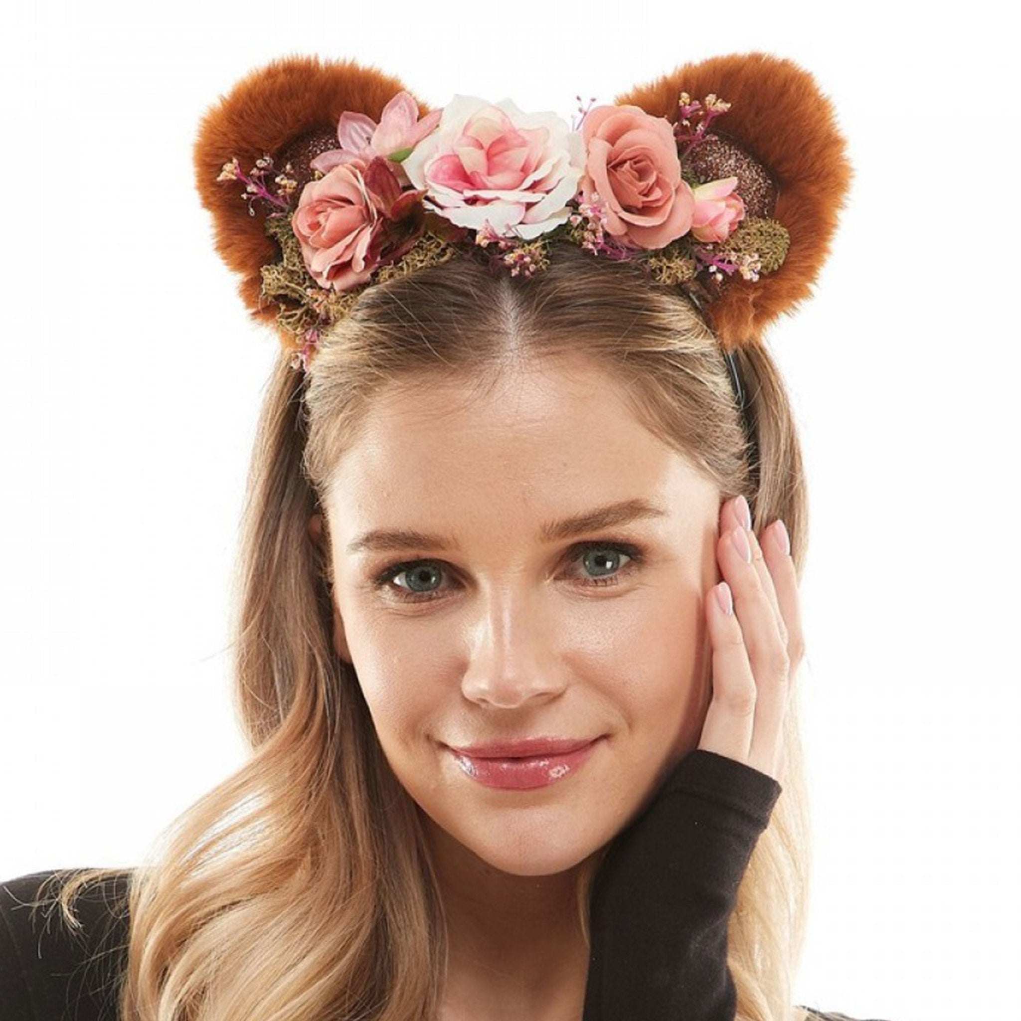 Fuzzy Ears Fairy Roses Headband