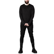 Manticore Asymmetrical Long Sleeve Top With Fishnet Edge Inserts Unisex
