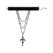 Summon The Night Multilayer Cross Choker Necklace