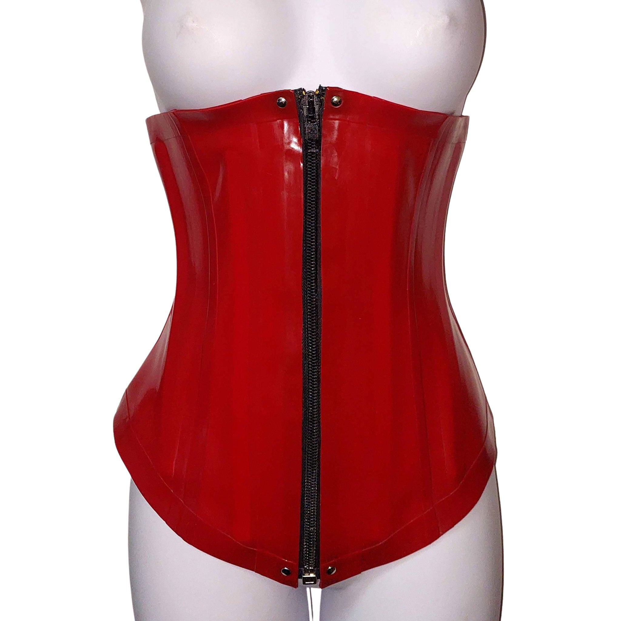 Latex Corset with Zip Front & Lace Back