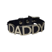 Leather Buckle Bracelet With Words Black & Silver