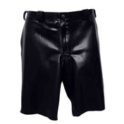 Latex Shorts With Back Pockets Belt Loop Front Zipper & Snap
