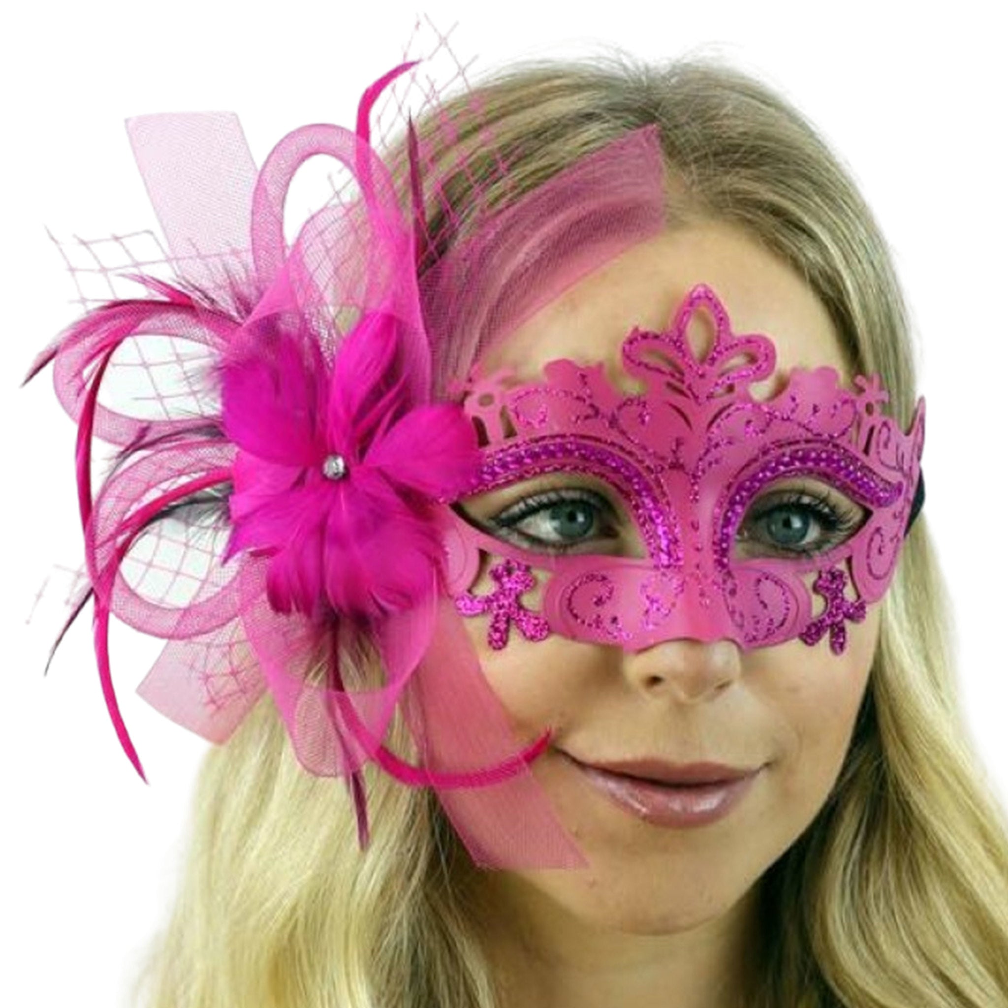 Venetian Mask with Feather Flower