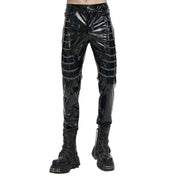 Holographic PVC Pants with Chain  Black