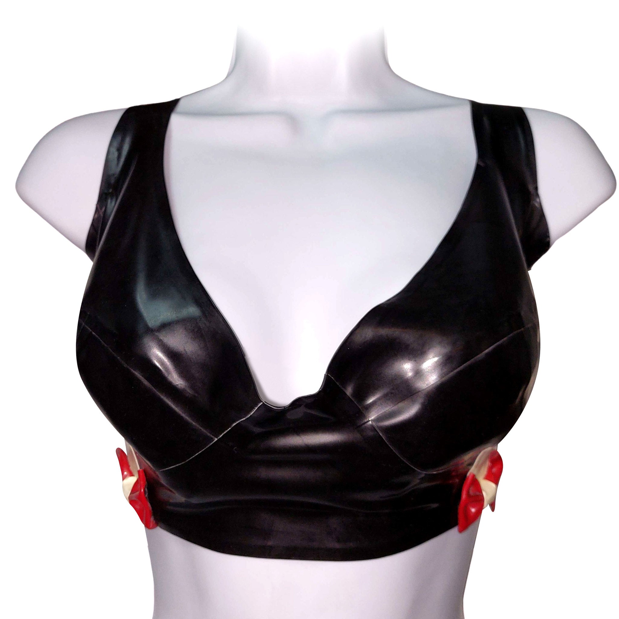 Latex Bra Top Bustier With Red Bow 38D