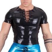 Laced Neck Latex T-Shirt