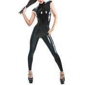 Latex Catsuit with Short Cap Shoulder Sleeve