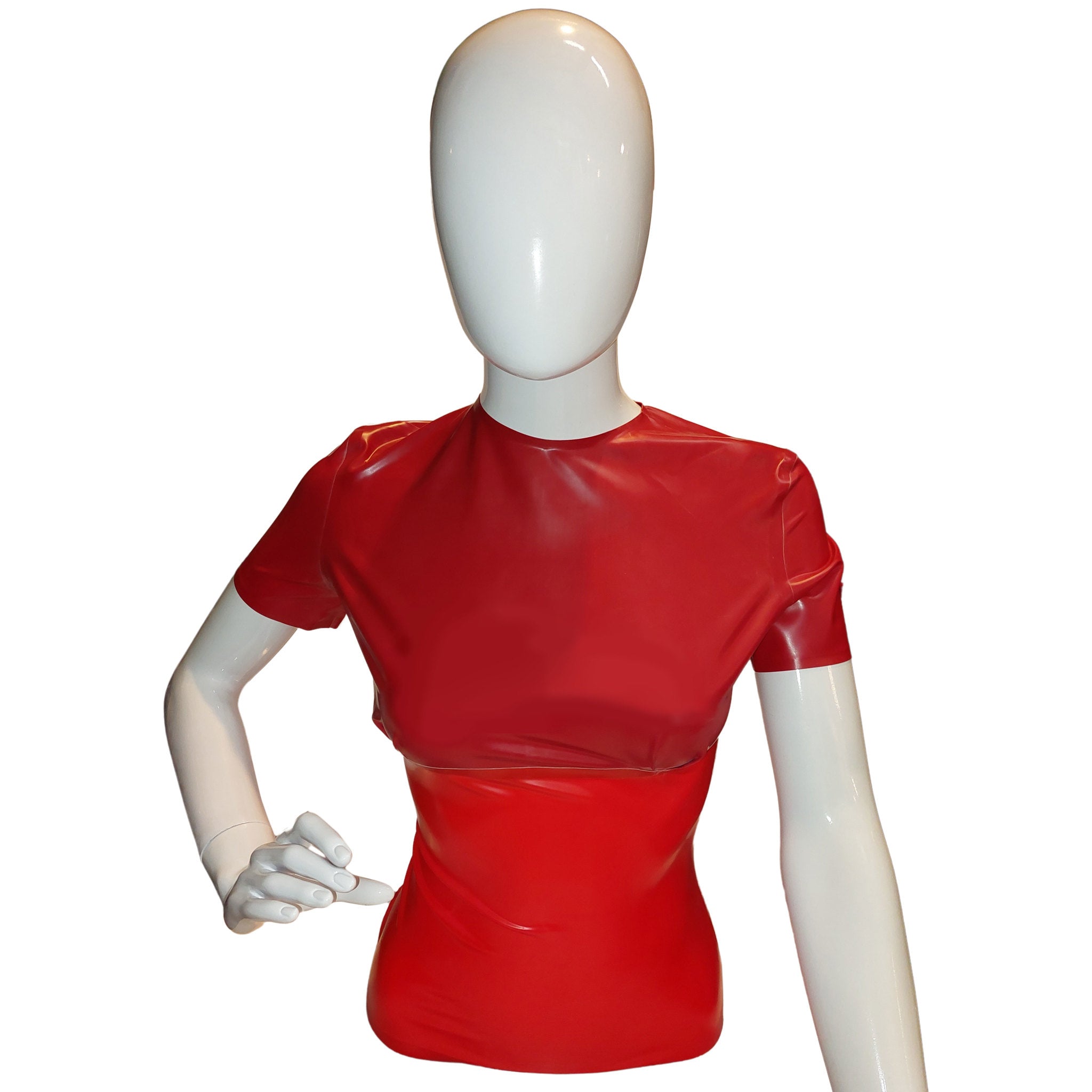 Prohibit Two Tone Short Sleeves Latex Top