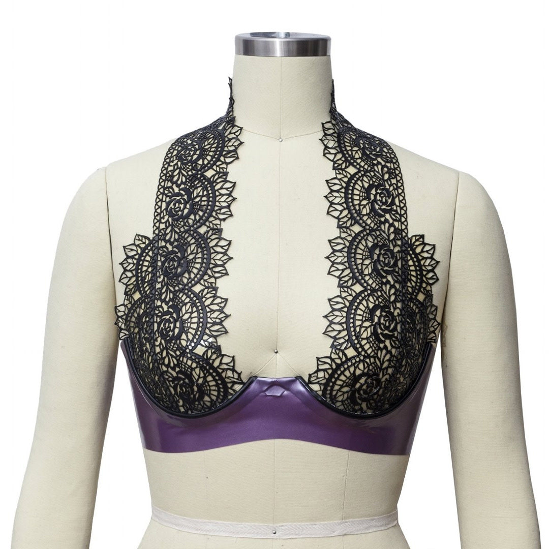 Elegant Latex Lace Halter Bra
