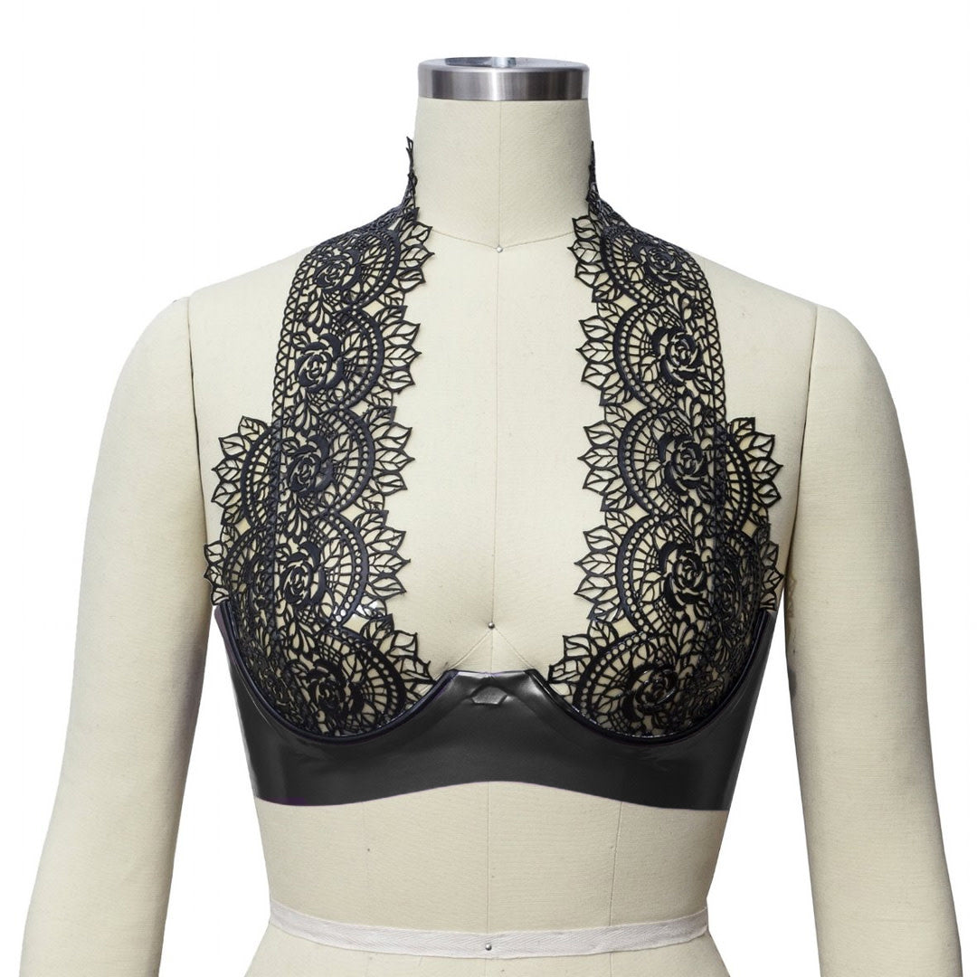 Elegant Latex Lace Halter Bra