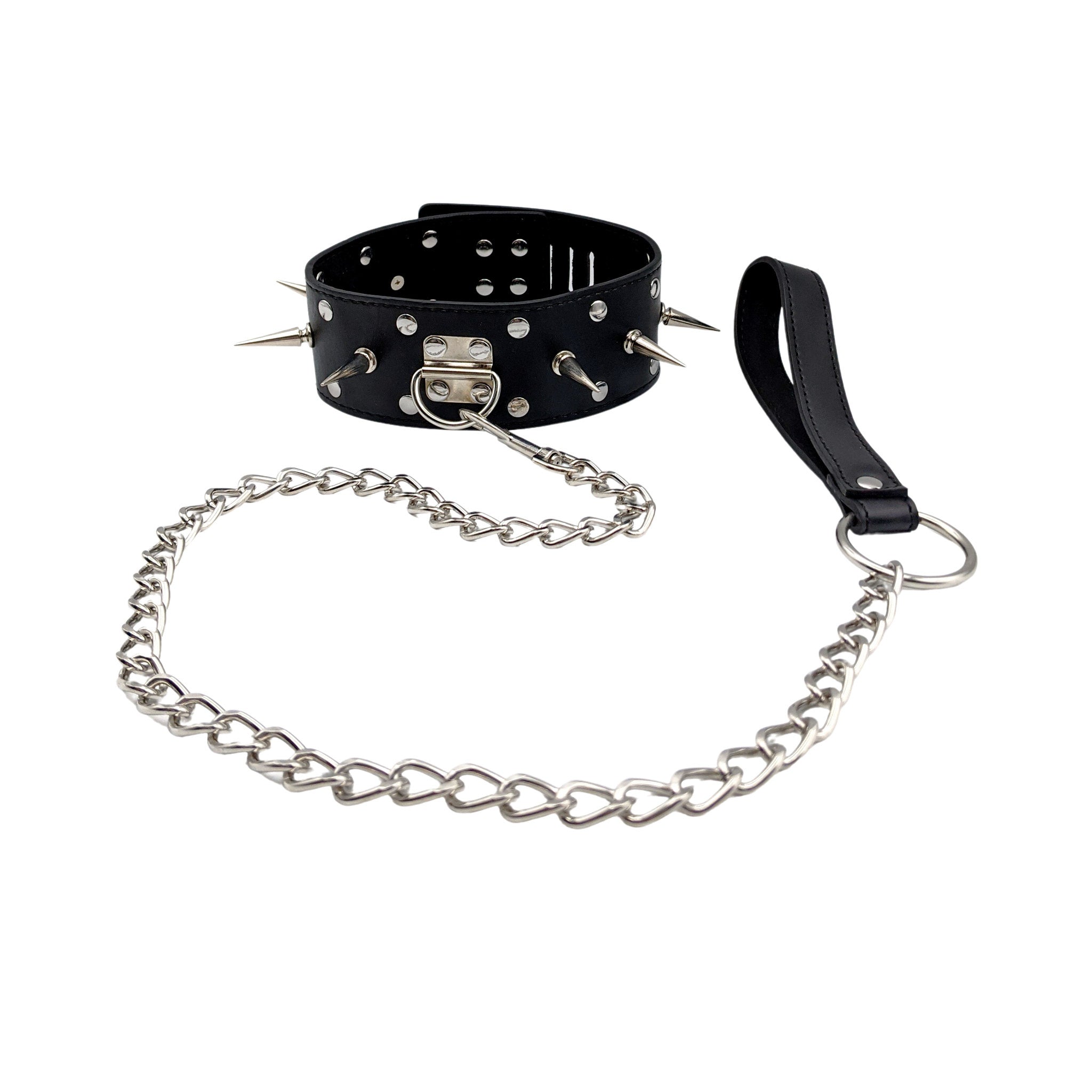Lockable Collar With Spikes And Leash