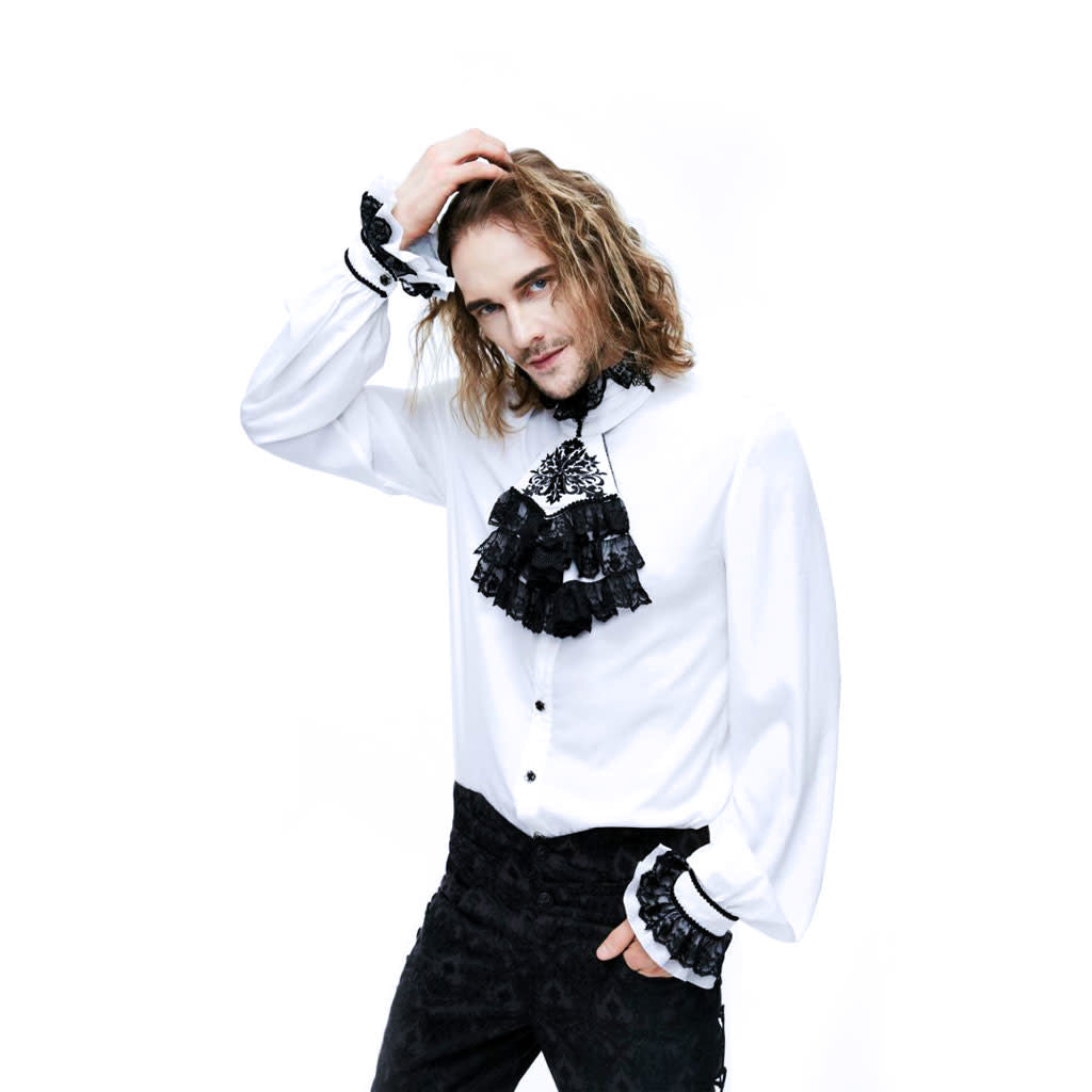 Mens Gothic Pirate Shirt with Lace Trim
