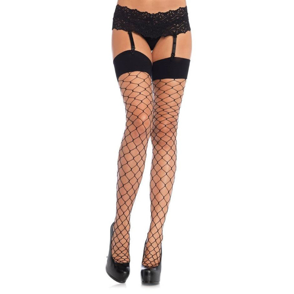 Spandex Fencenet Stockings with Reinforced Toe & Comfort Wide Band