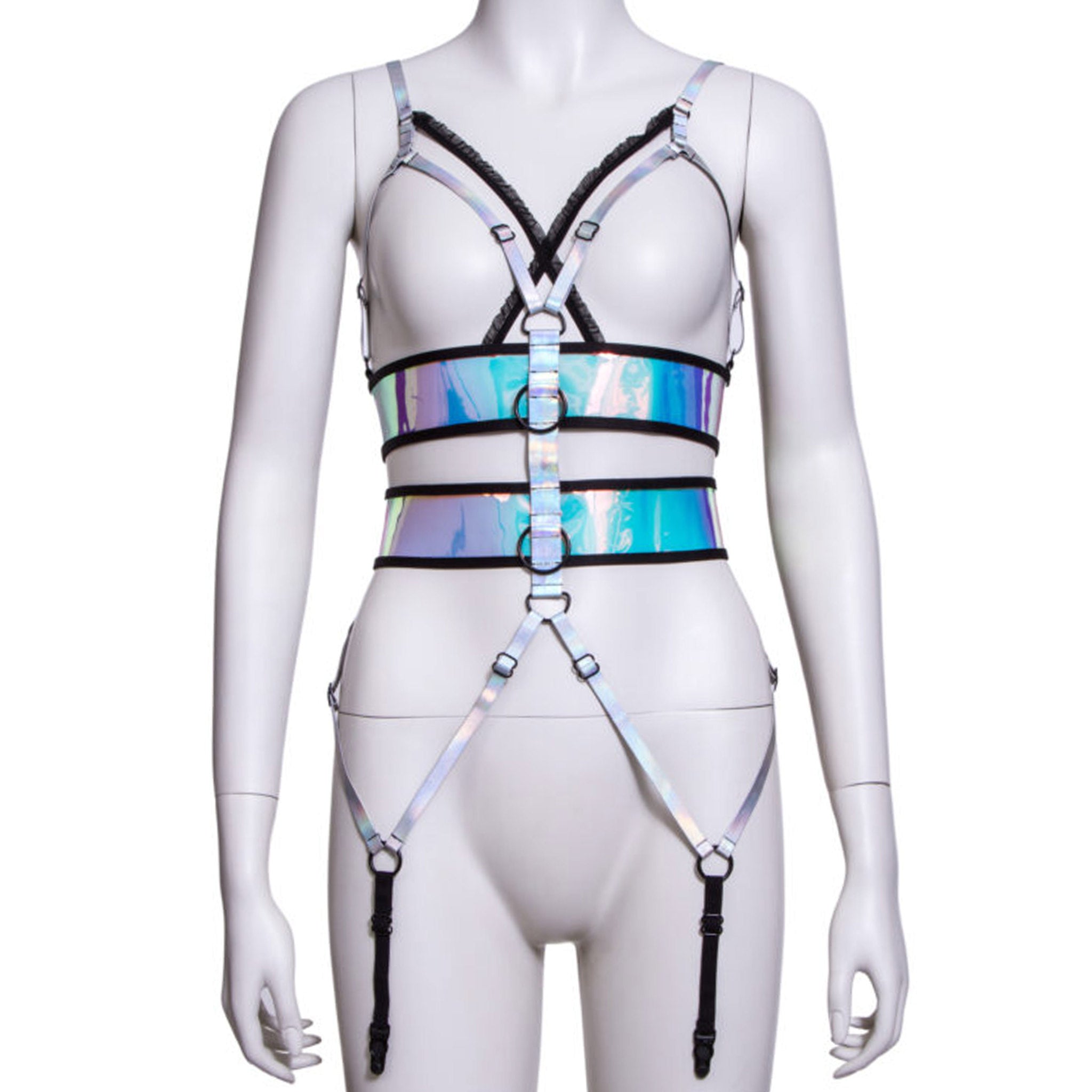 Double Strap Reflective Suspender  Silver