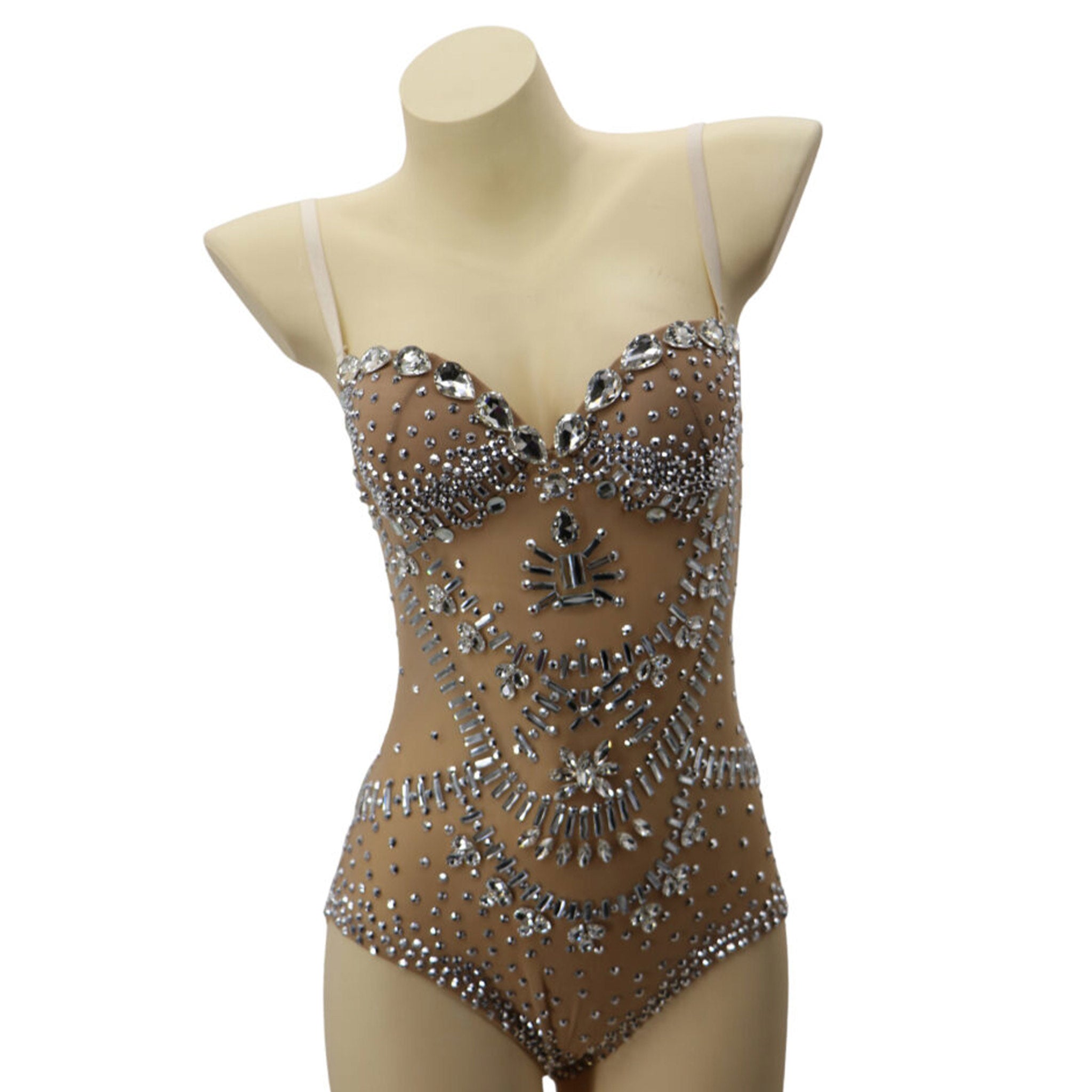 Studded Rhinestone Mesh Bodysuit