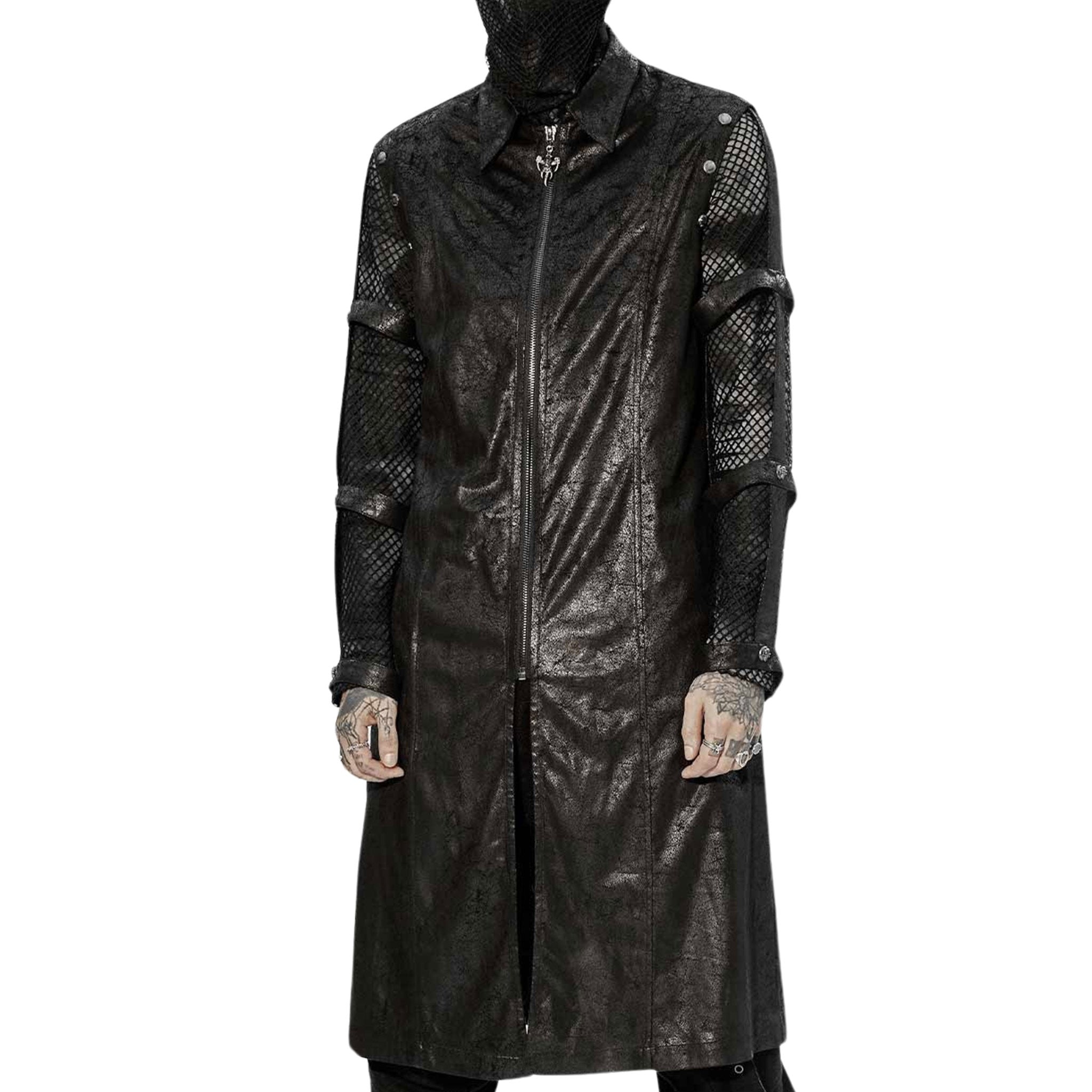 Textured Wetlook Cage Sleeves Coat Vest