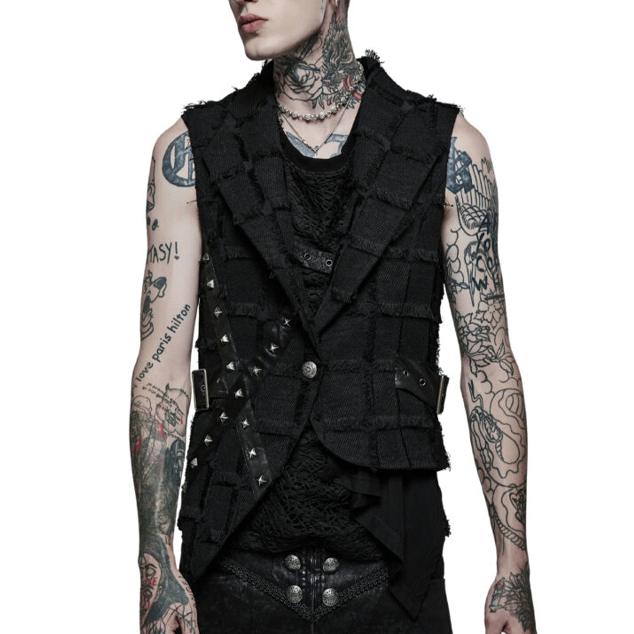 Gothic Asymmetric Caged Stitched Vest