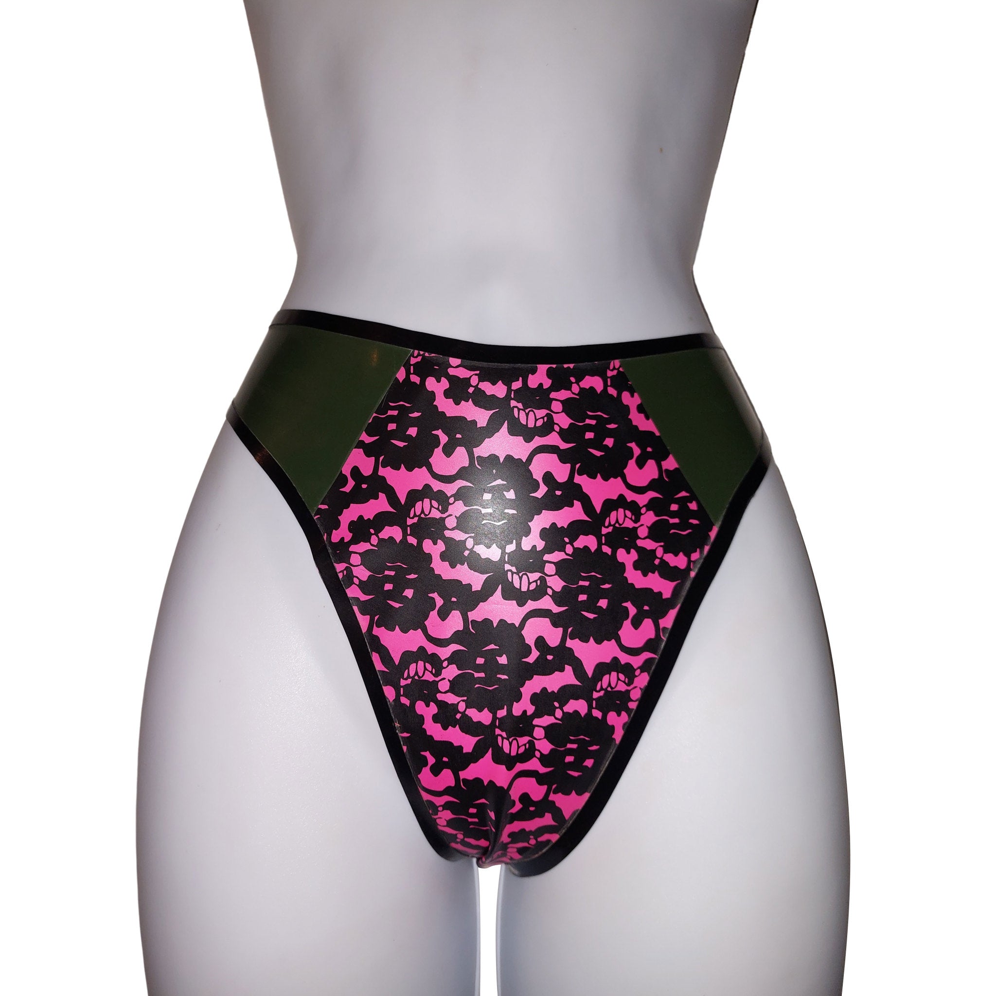 L'amour Lace Printed Latex Panties Size L