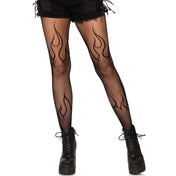 flame fishnet tights black pantyhose nylon spandex stretchy hosiery sexy lingerie rave outfit edgy halloween costume fetish factory