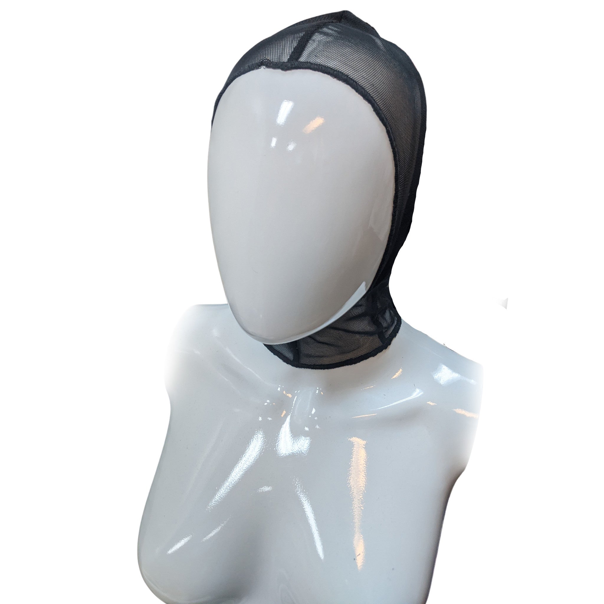 mesh hood black open face fetish sheer stretchy breathable made in USA