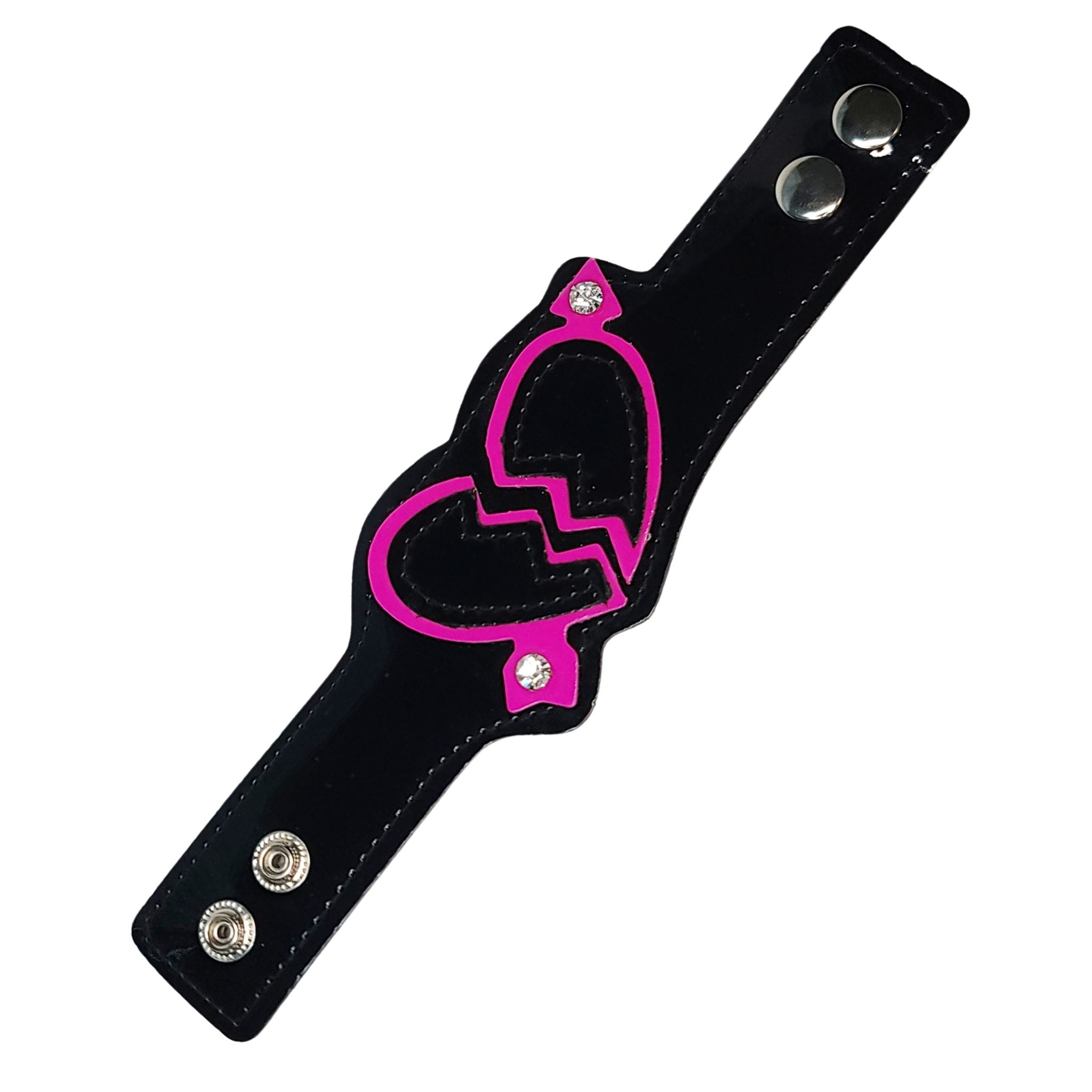 Arow-Broken-Heart-Patent-Bracelet-Black-&-Pink-1