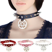 Star Pendant Leather Choker w/ Studs