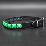 BLACK LEATHER CHOKER WITH 1 ROW 1/2" PYRAMID STUDS