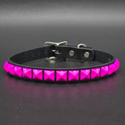 BLACK LEATHER CHOKER WITH 1 ROW 1/2" PYRAMID STUDS