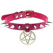 Star Pendant Leather Choker w/ Studs