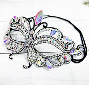 black metal face mask ab crystals rhinestone encrusted masquerade luxury