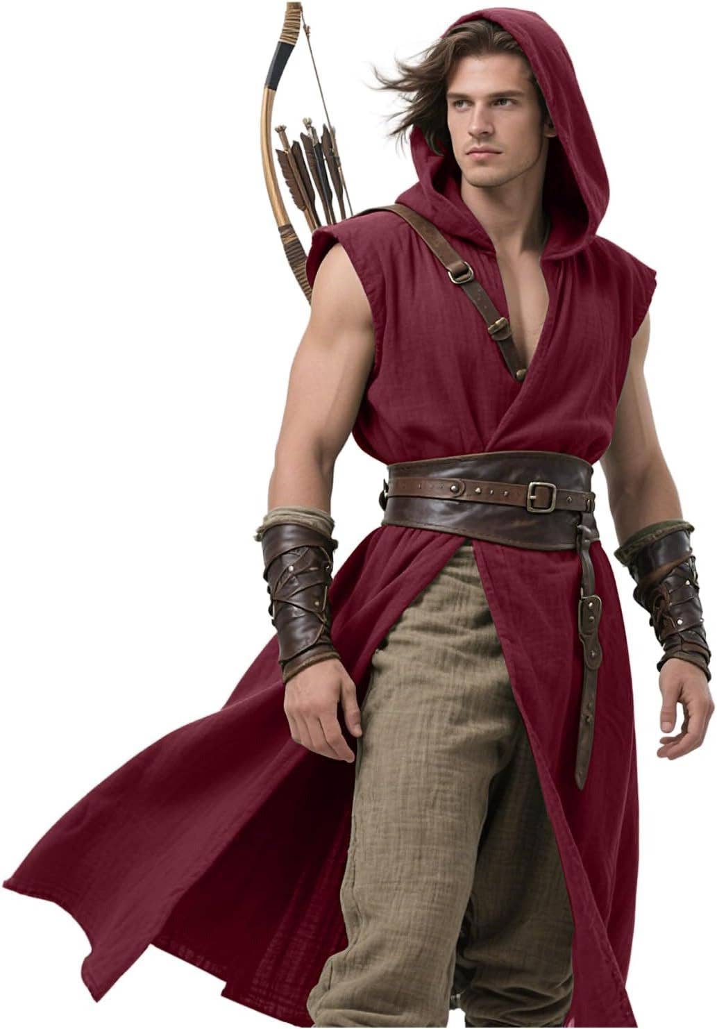 Men's Viking Hooded Sleeveless Coat