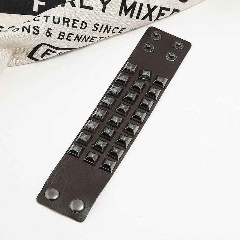 Leather Bracelet Geometric Design