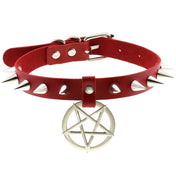 Star Pendant Leather Choker w/ Studs