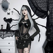 Street Style Slim Fit Hood Bolero with Chain Design